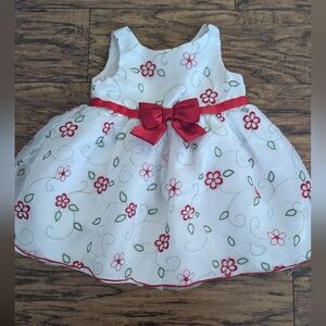 💥3/$24 Youngland White Dress with Red Floral Design